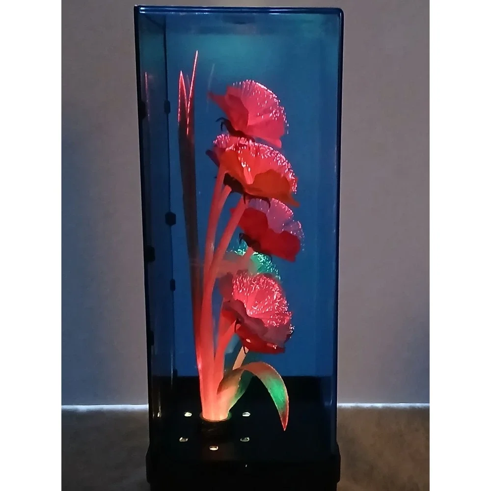 VTG 1999 Spencer Gifts Fiber Optic Flower Lamp Color Changing Light Box